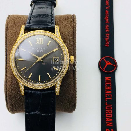 Patek Philippe Pff Factory Leather Strap 38mm Dial Watch Gold
