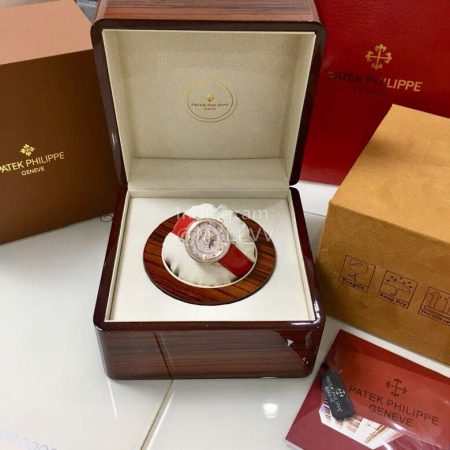 Patek Philippe Sapphire Glass Diamond Dial Watch Red