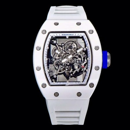 Richard Mille Rubber Strap Ceramic Case Watch Rm055 Blue