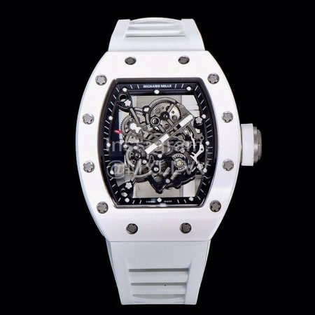 Richard Mille Rubber Strap Ceramic Case Watch Rm055 White