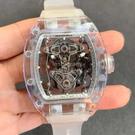 Richard Mille Transparent Case Rubber Strap Watch For Men