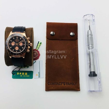 Rolex Dr Factory Black Strap Sapphire Crystal Glass Watch