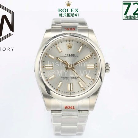 Rolex 904l Steel Sapphire Crystal Watch Silver