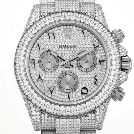 Rolex 904l Steel Diamond Dial Watch Silver