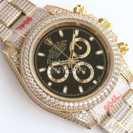 Rolex Diamond Black Dial Sapphire Crystal Watch