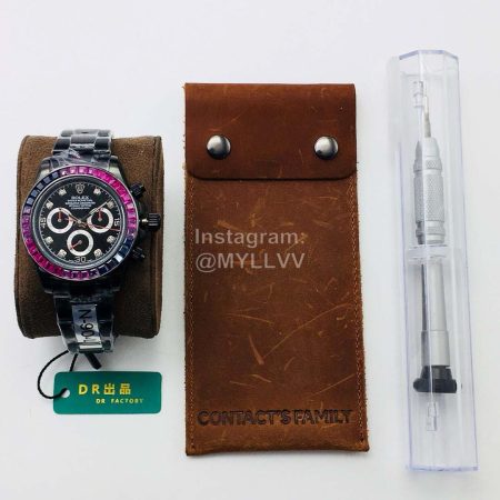 Rolex Dr Factory 904l Steel Sapphire Crystal Glass Watch Black
