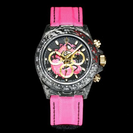 Rolex Woven Strap Multifunctional Watch Pink