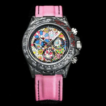 Rolex Pink Woven Strap Multifunctional Watch