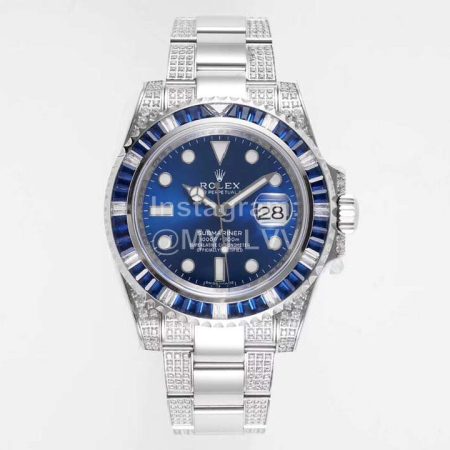 Rolex 904l Steel 40mm Dial Watch Dark Blue