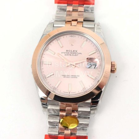 Rolex 904l Steel 41mm Pink Dial Watch