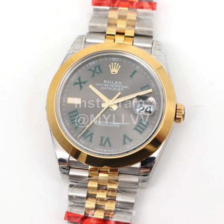 Rolex New 904l Steel 41mm Gray Dial Watch