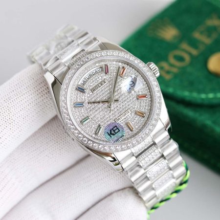 Rolex Tw Factory Diamond Dial 316 Steel Watch Silver