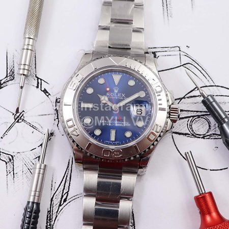 Rolex 40mm Dial Steel Strap Blue Dial Watch