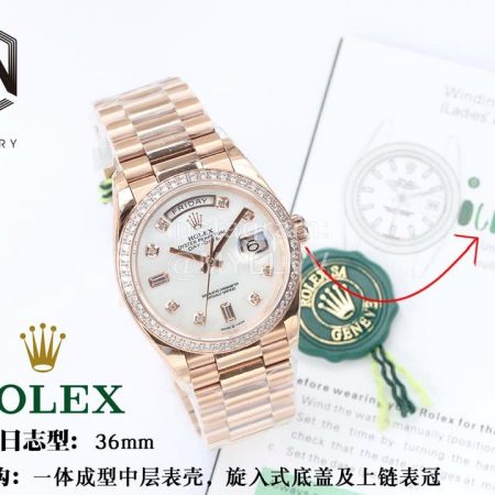 Rolex Steel Strap 36mm Dial Diamond Watch White