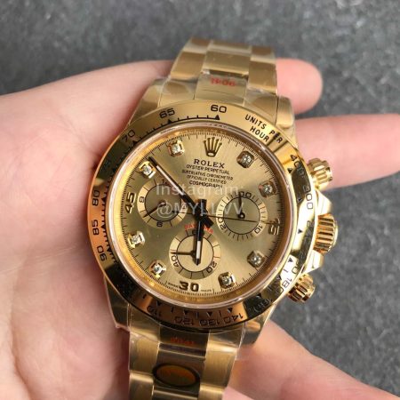 Rolex Gold Dial Steel Strap Multifunctional Watch