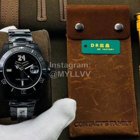 Rolex Dr Factory Blaken 904l Steel Case 40mm Black Dial Watch