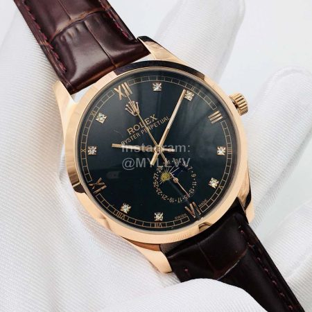 Rolex 41mm Dial Leather Strap Watch For Men