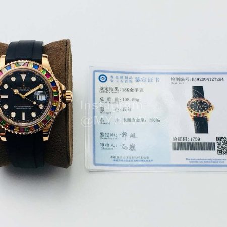 Rolex 904l Stainless Steel Colored Gem Bezel Watch