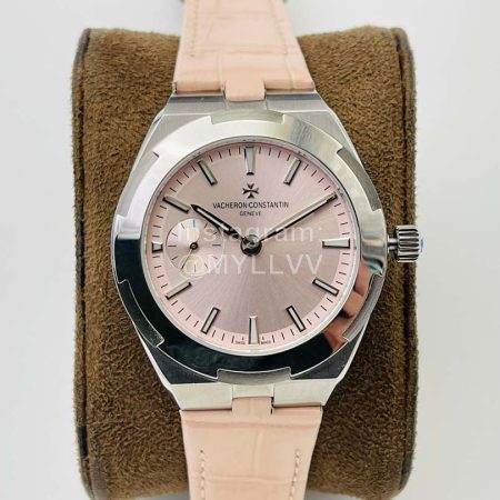 Vacheron Constantin Tws Factory Overseas Leather Strap Watch Pink