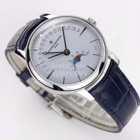 Vacheron Constantin Tws Factory Navy Leather Strap Watch For Women