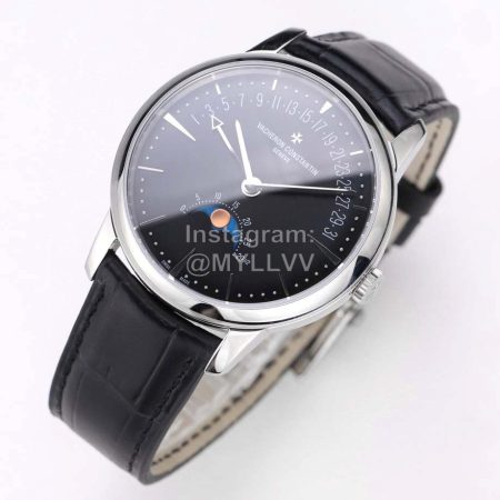 Vacheron Constantin Tws Factory Leather Strap Watch For Women Black