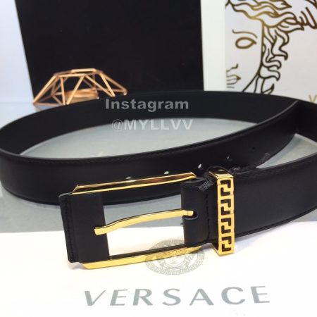 Versace Soft Calf Leather Gold Pin Buckle 35mm Belt