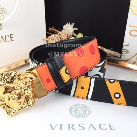 Versace Soft Baroque Printed Calf Leather Gold Medusa Buckle 40mm Belt