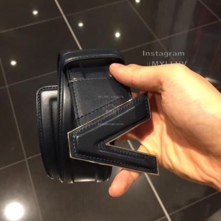 Versace Soft Calf Leather Black V Buckle 40mm Belt