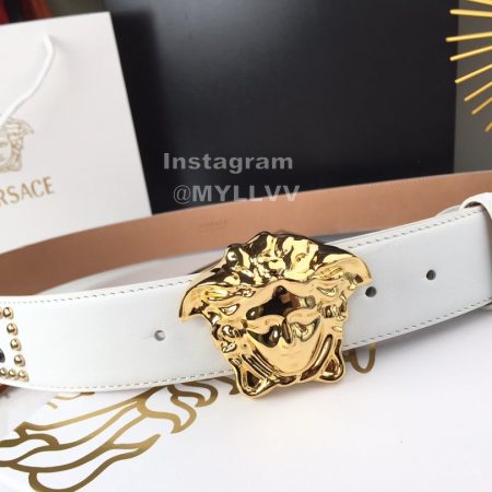 Versace White Calf Leather Medusa Buckle 40mm Belt
