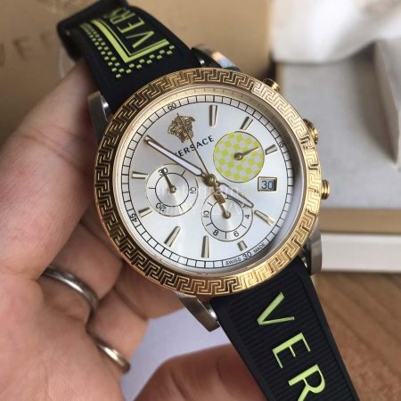 Versace Velt Series Rubber Strap 40mm Dial Watch For Women Yellow